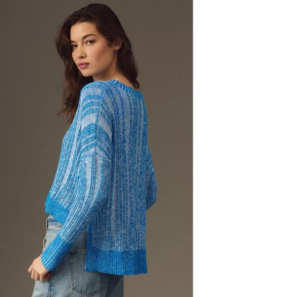 Anthropologie Pilcro Textured High-Low Pullover Sweater new nwt blue color - Picture 3 of 8
